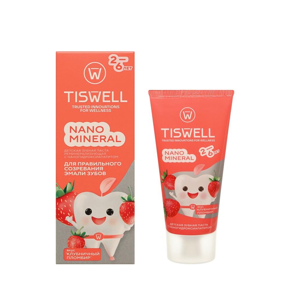 TISWELL зубн. паста Клубничный пломбир 2-6 лет 60Г
