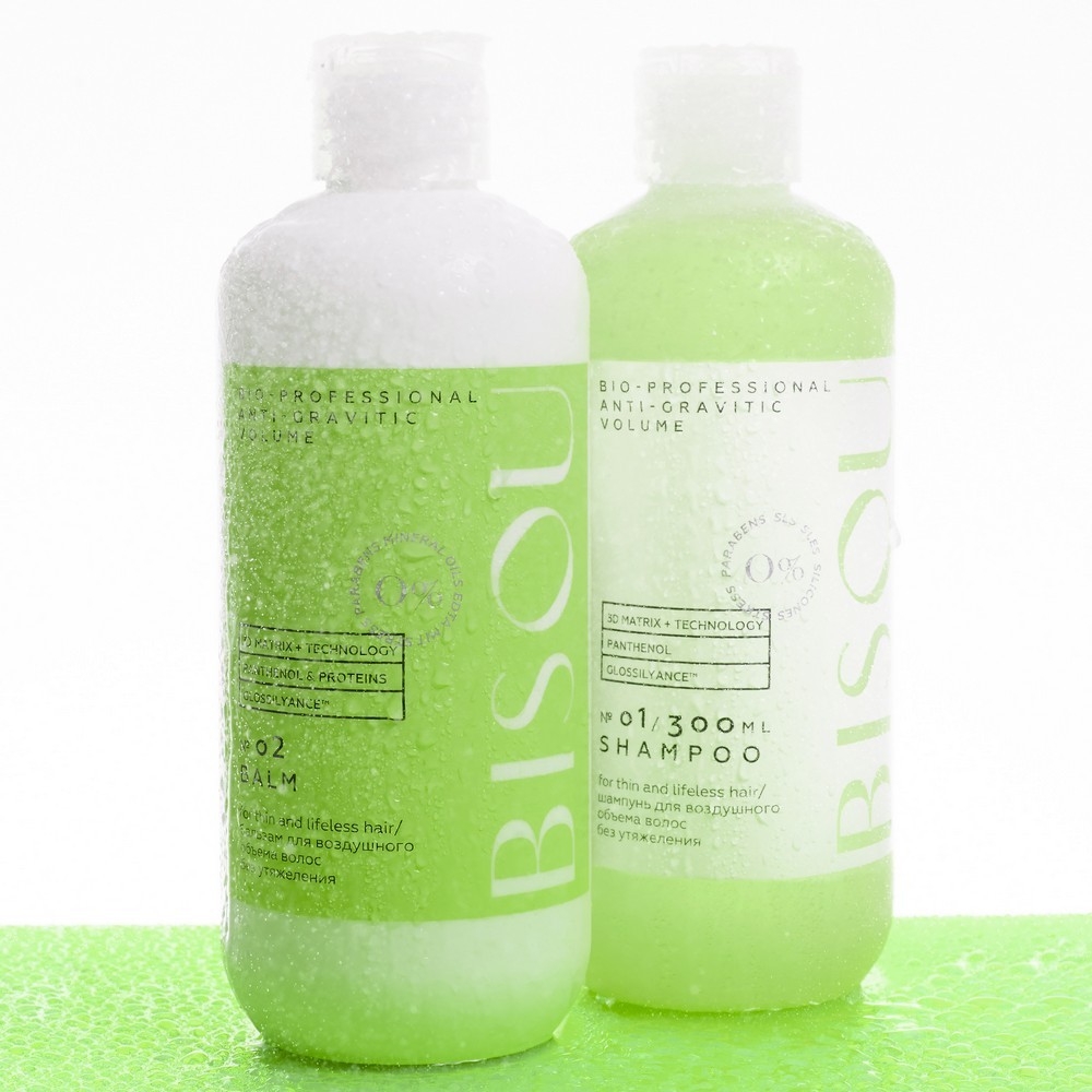 Увлажняющий шампунь для придания воздушного объёма волосам Bisou Bio-professional " Anti-gravitic volume " 300мл