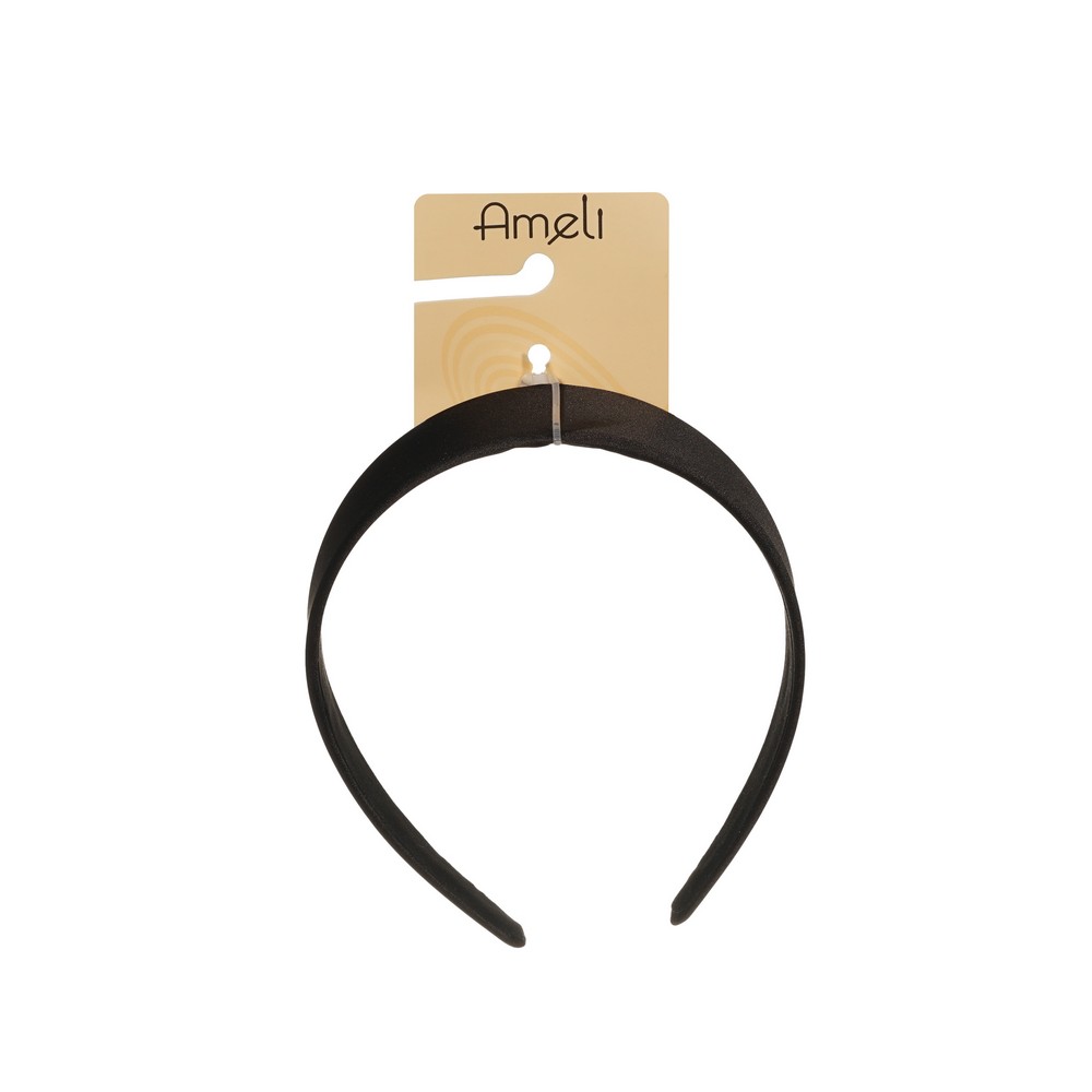 Ameli для волос обод. атлас плоский черный 1ШТ