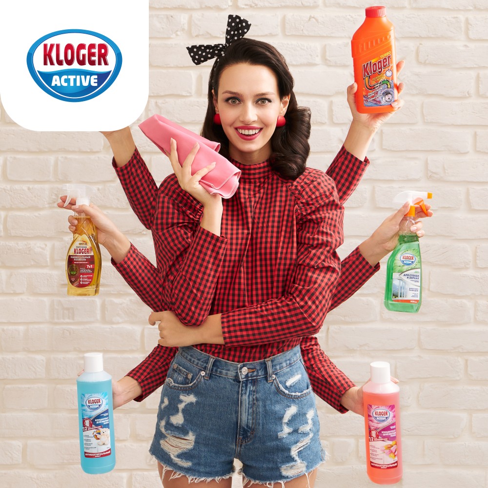 Полироль Kloger Active " Антипыль " для мебели , с воском 400мл