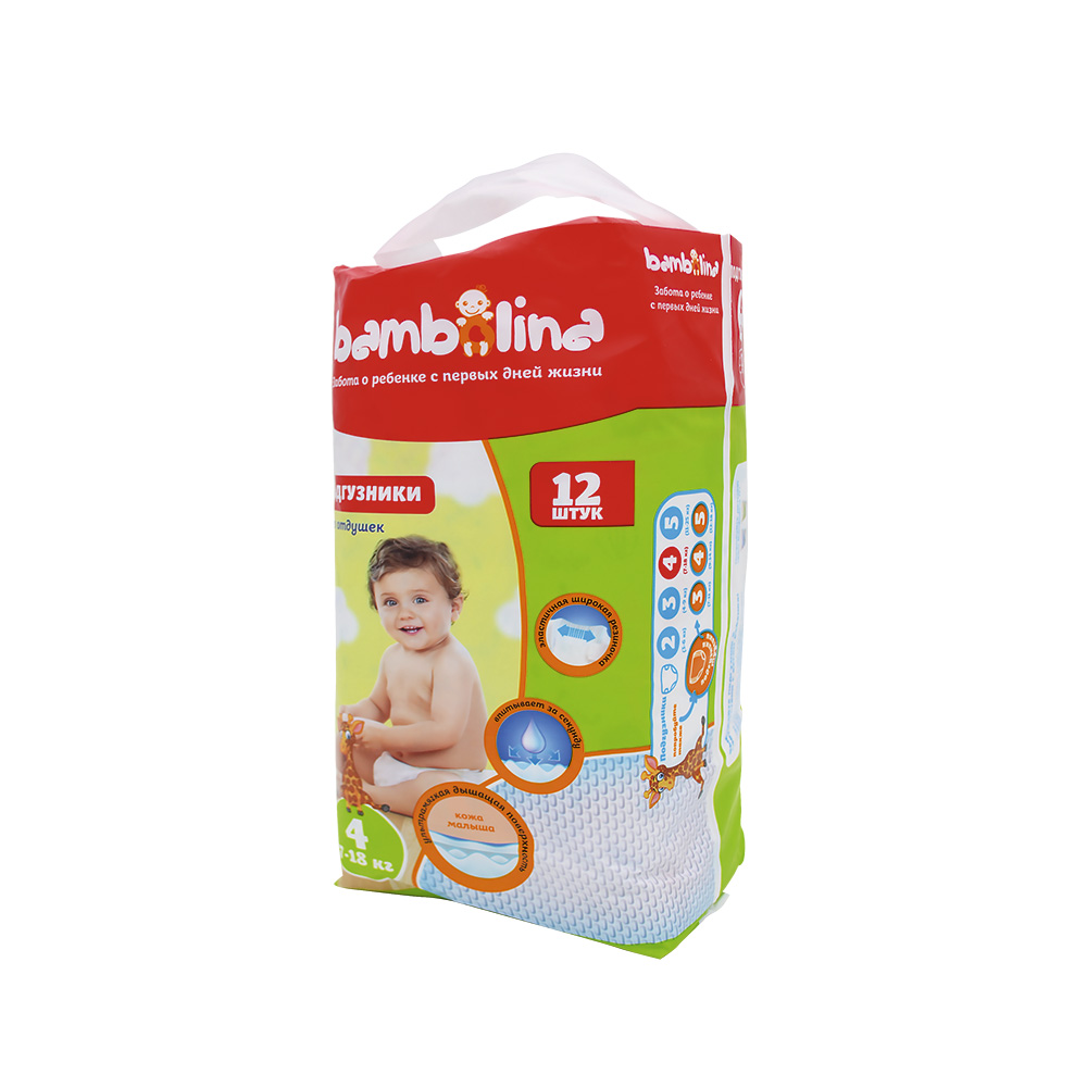 Подгузники Bambolina для детей 7-18кг 12шт