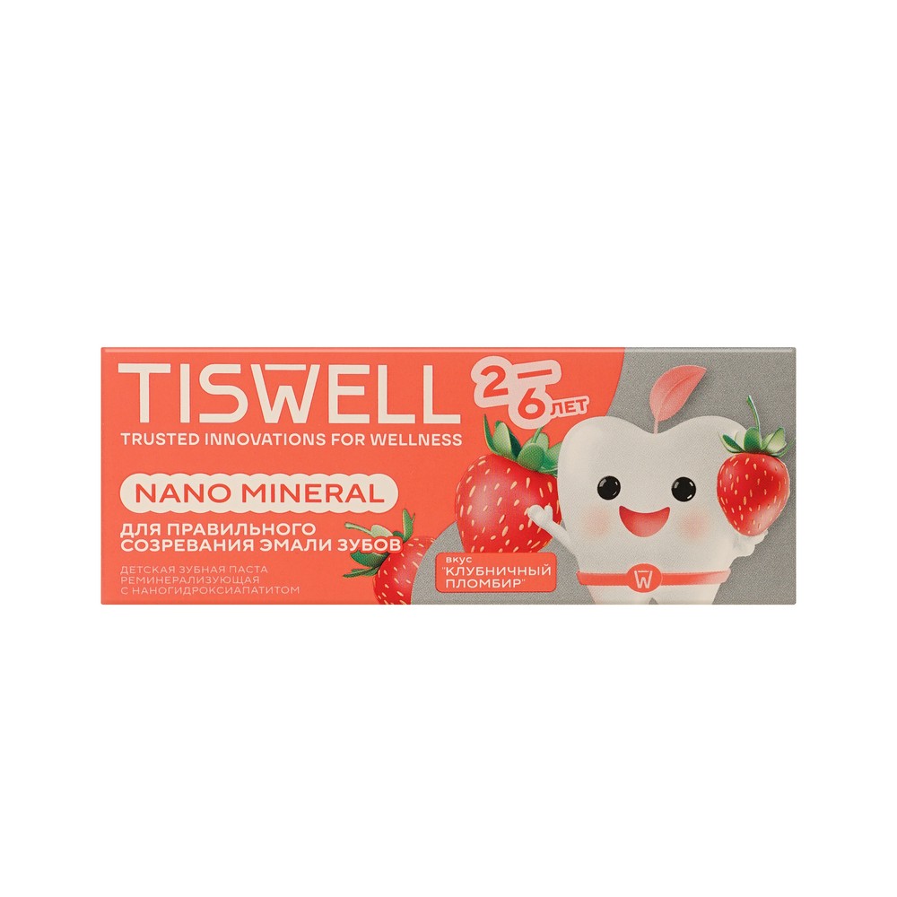 TISWELL зубн. паста Клубничный пломбир 2-6 лет 60Г