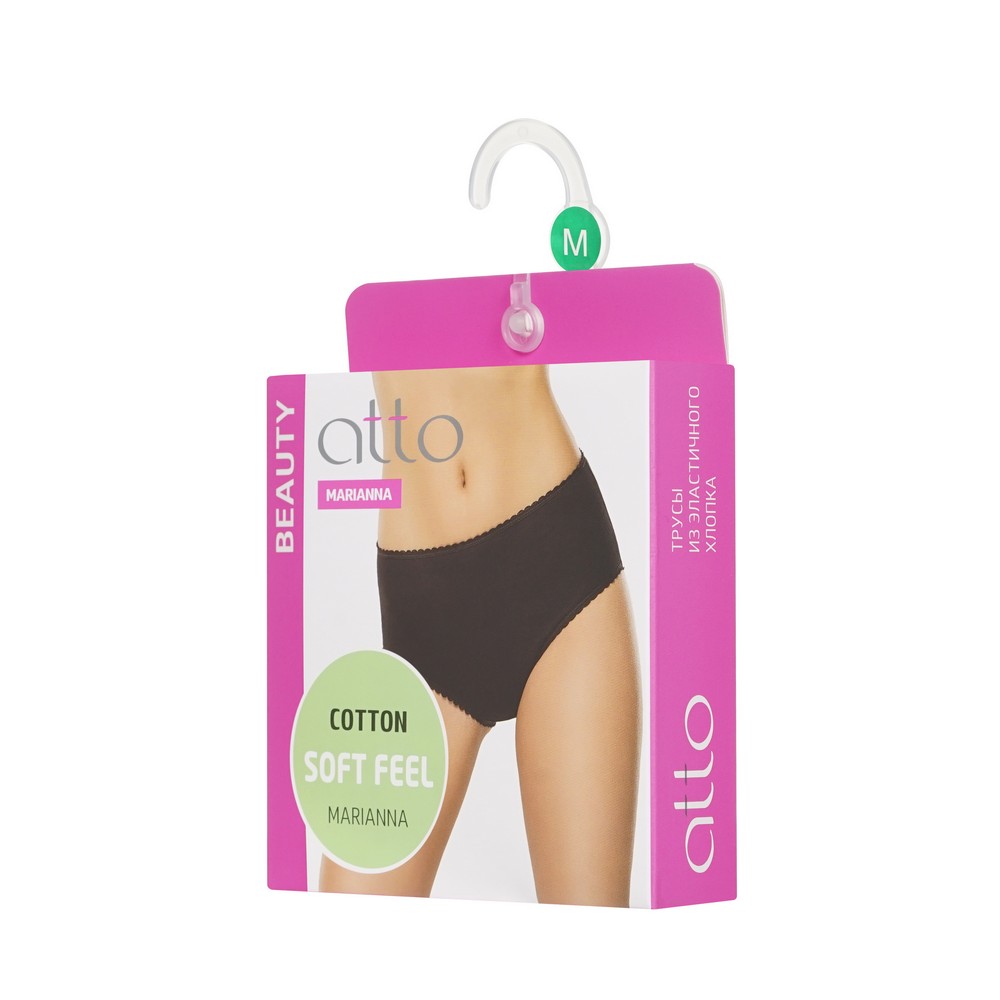 женские трусы - слипы Atto с ажурной резинкой черные M