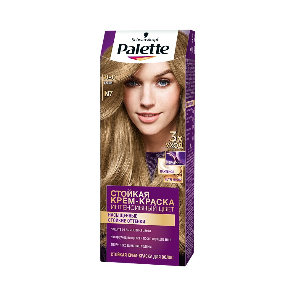 крем - краска Palette Интенсивный цвет стойкая для волос N7 Русый 50мл