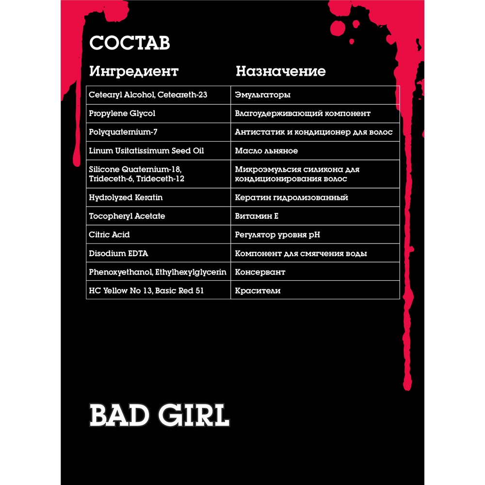 Оттеночный бальзам для волос Bad Girl Queen of hearts 150мл