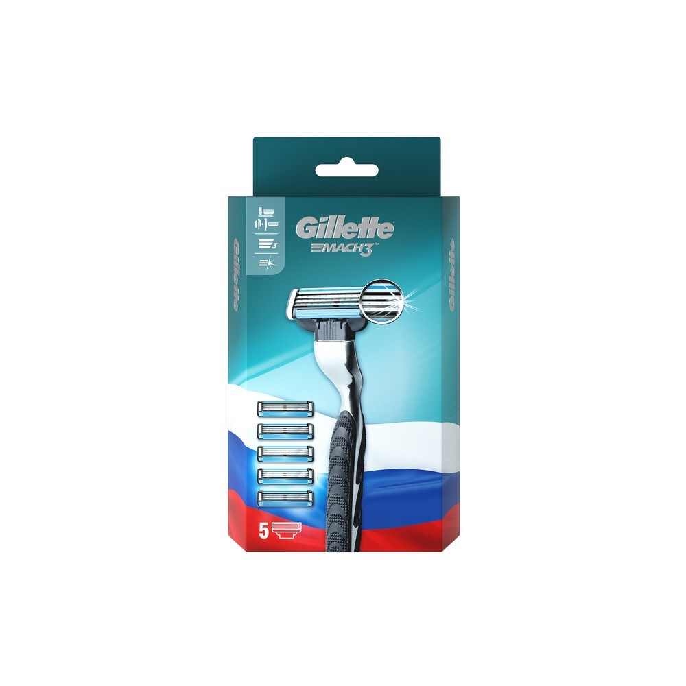 Мужской станок для бритья Gillette Mach 3 + сменные кассеты 5шт