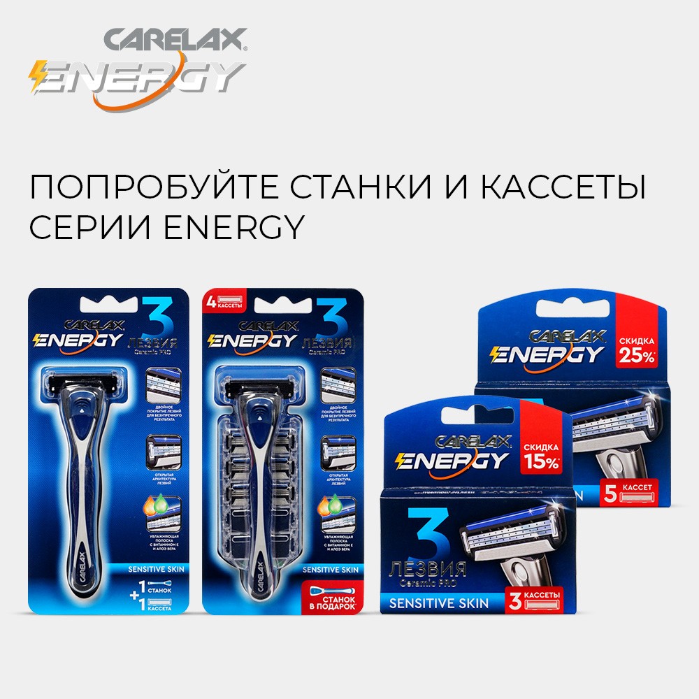 Станок для бритья Carelax Energy + 1 кассета 3 лезвия