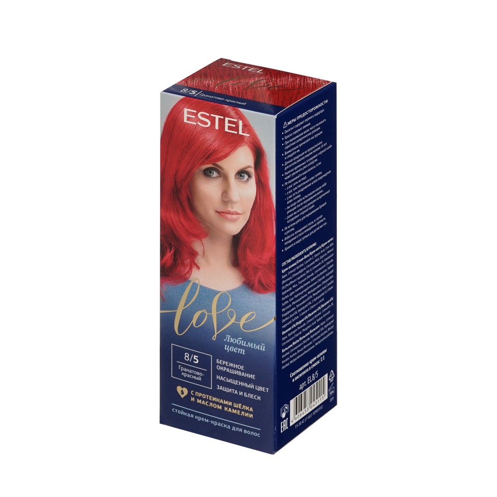 Стойкая крем - краска для волос Estel Love 8/5 Гранатово-красный