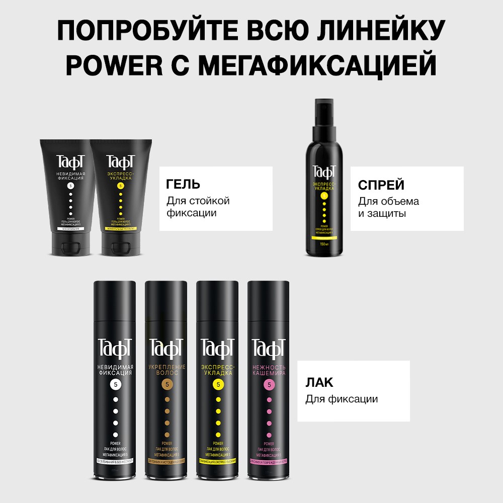 лак для укладки волос Taft Power Мегафиксация (5) 225мл
