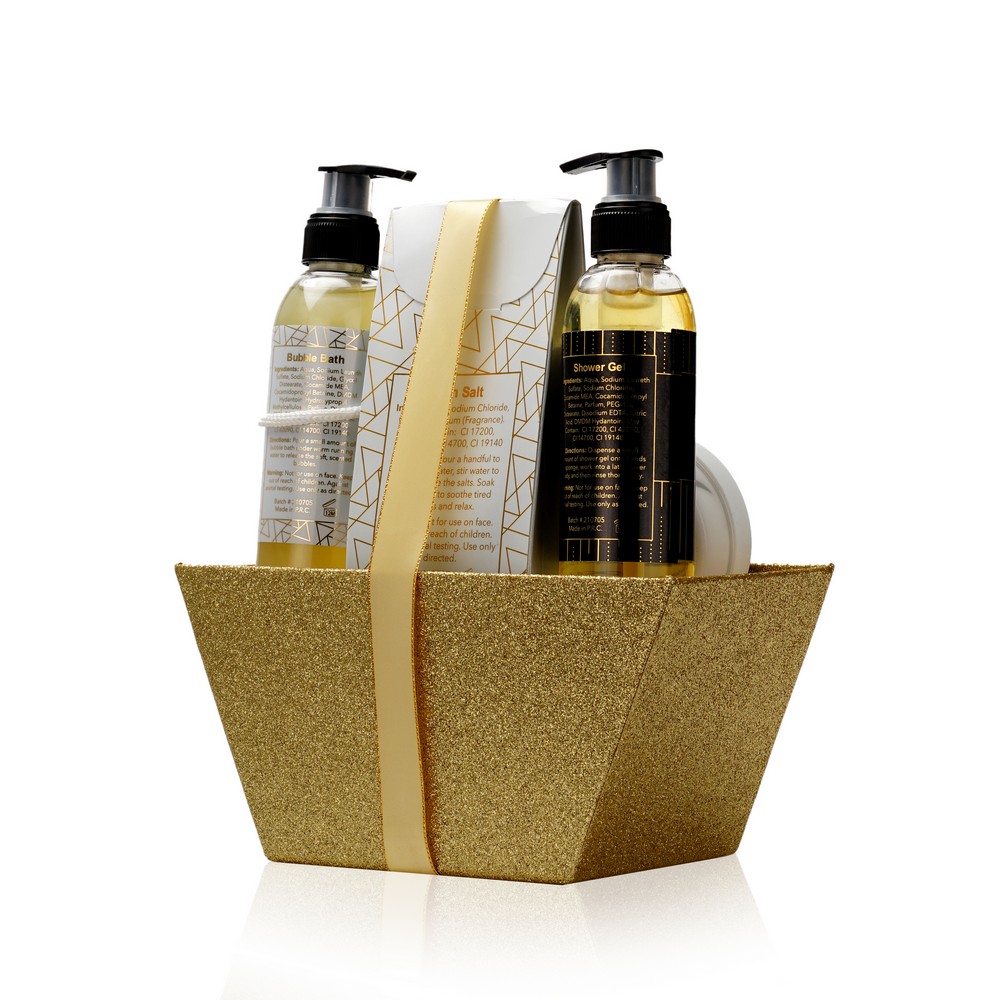 Женский Подарочный набор " Sparkling " ( гель для душа 180мл + пена для ванн 180мл + лосьон для тела 50мл + соль для ванны 55г + мочалка )