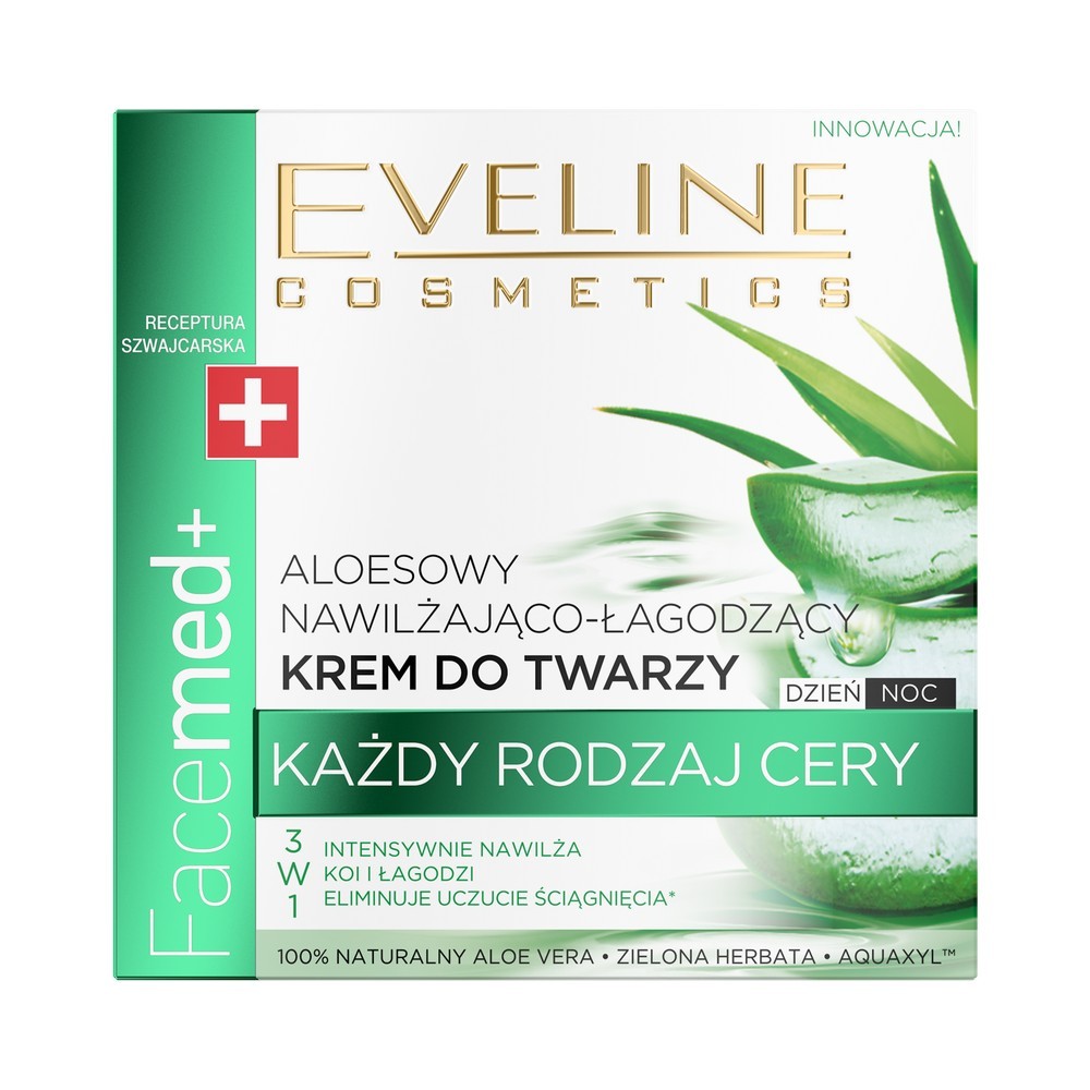 Увлажняюще - успокаивающий крем для лица с алоэ 3 в 1 Eveline Facemed+ 50мл