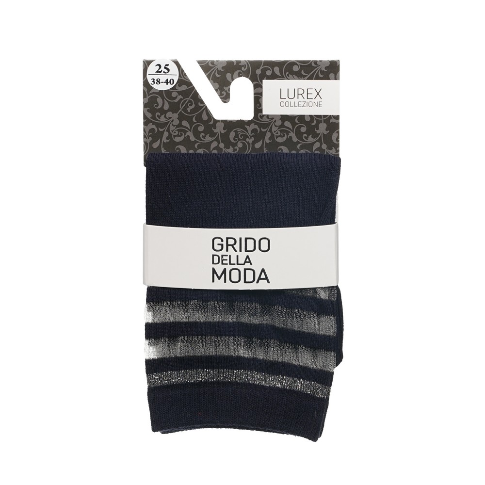 Женские носки с люрексом Grido della Moda " Прозрачные полоски " Темно-синий р.25