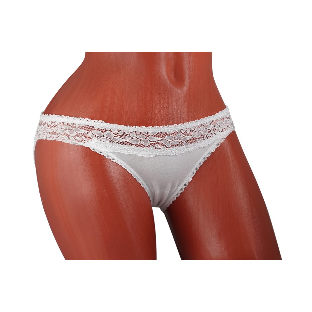 Женские трусы - слипы Atto с кружевом , A2019-2 , XL , белые