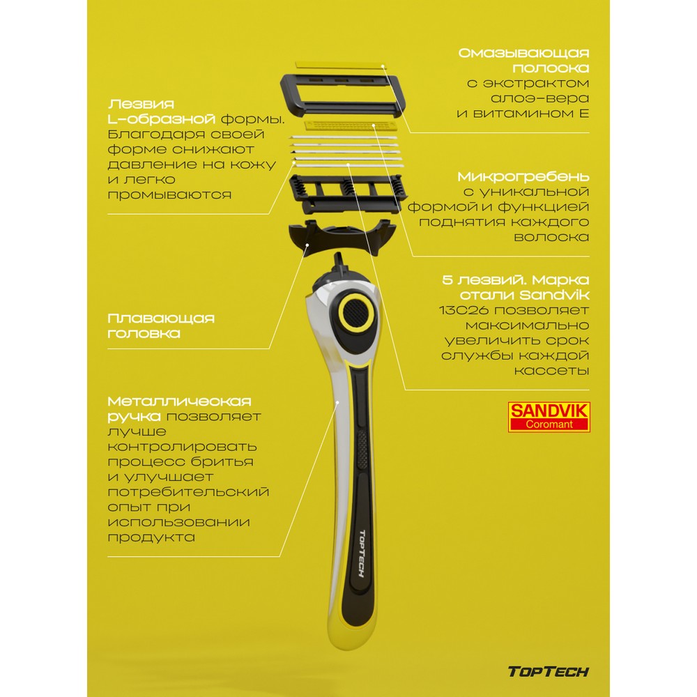 Top Tech Ultra 5 кассеты мужские 5 лезвий 8ШТ
