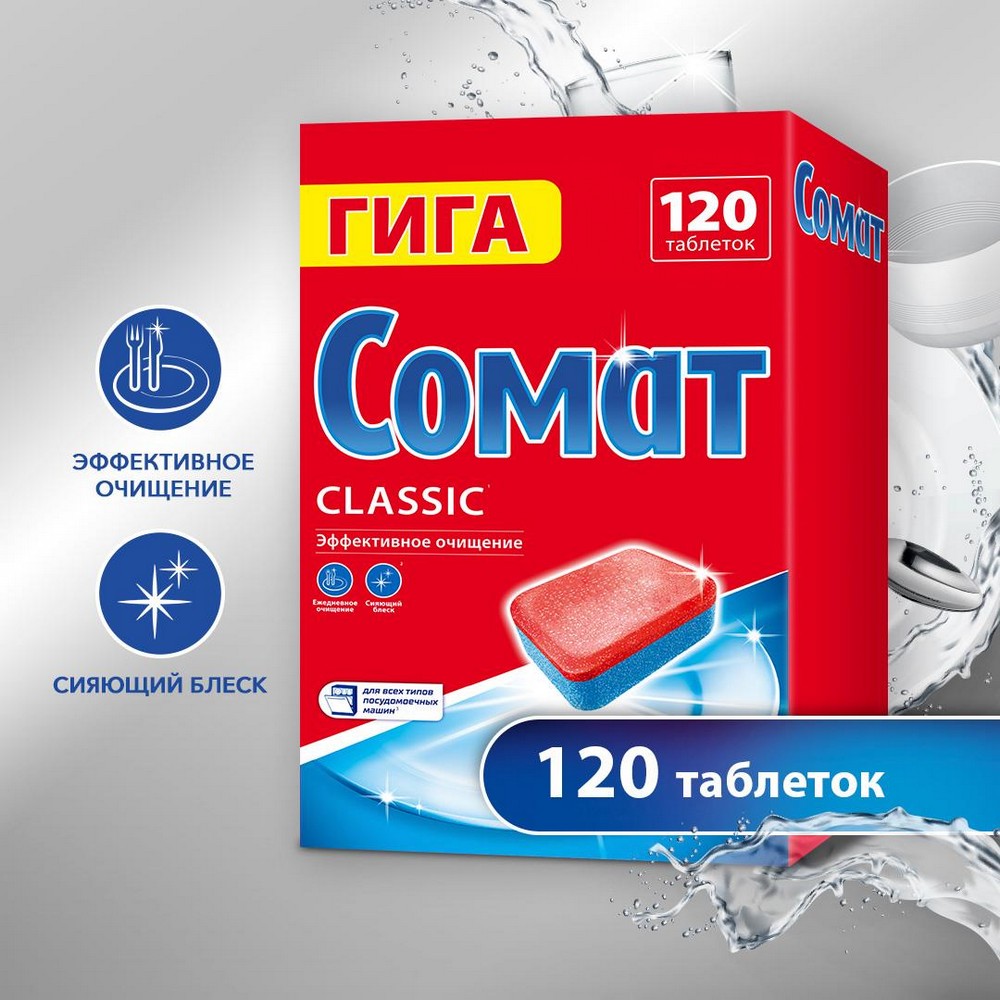 Сомат Classic чист средство для посудомоечных машин табл. 120ШТ
