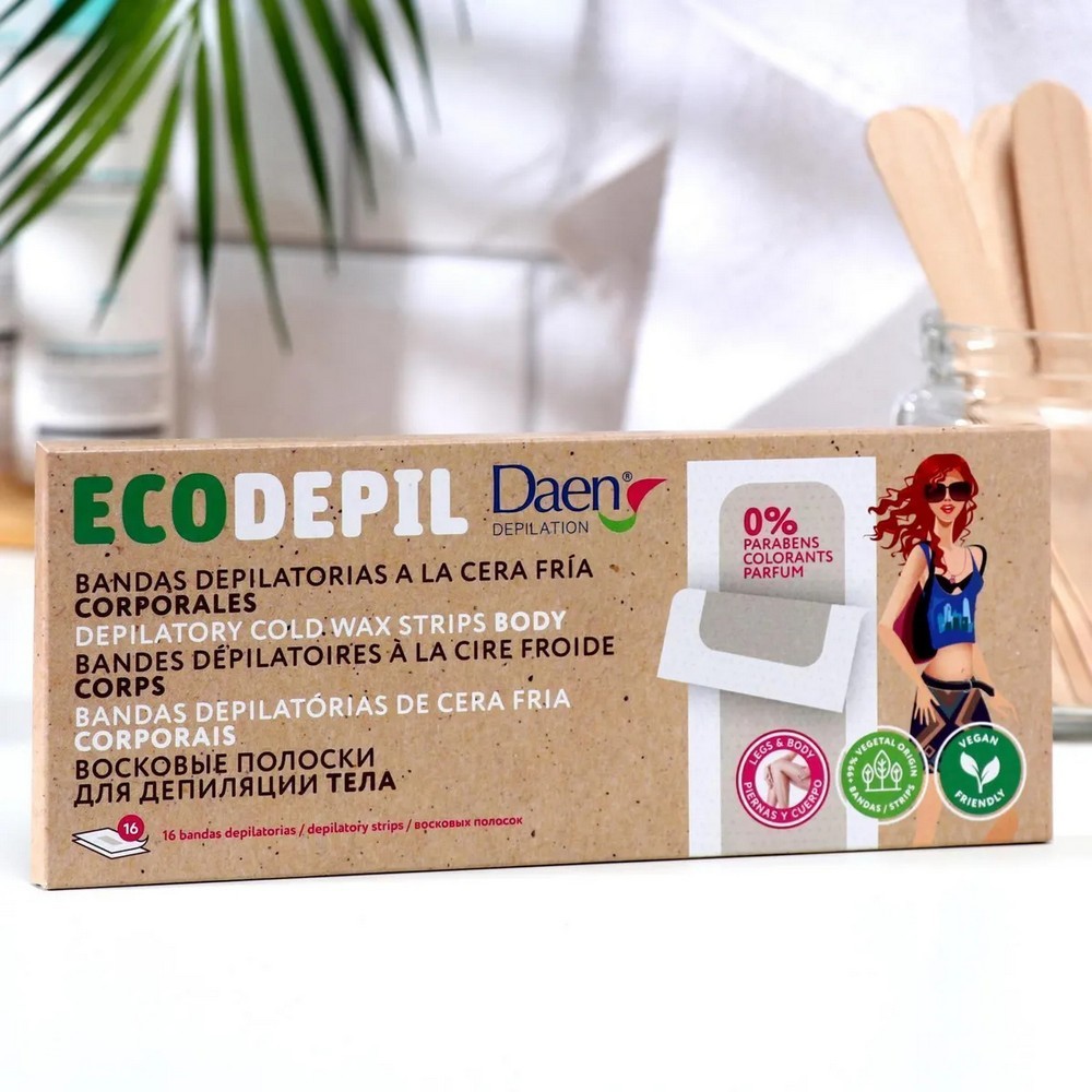 Восковые полоски Daen EcoDepil для депиляции тела 12шт