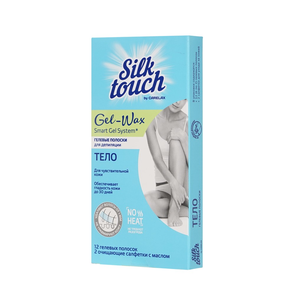 Восковые полоски для депиляции Carelax Silk Touch Gel-Wax для тела 12шт