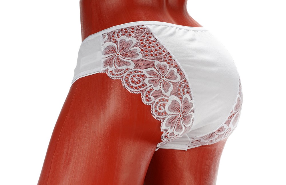 Женские трусы - слипы Atto с широким кружевом сзади белые XL