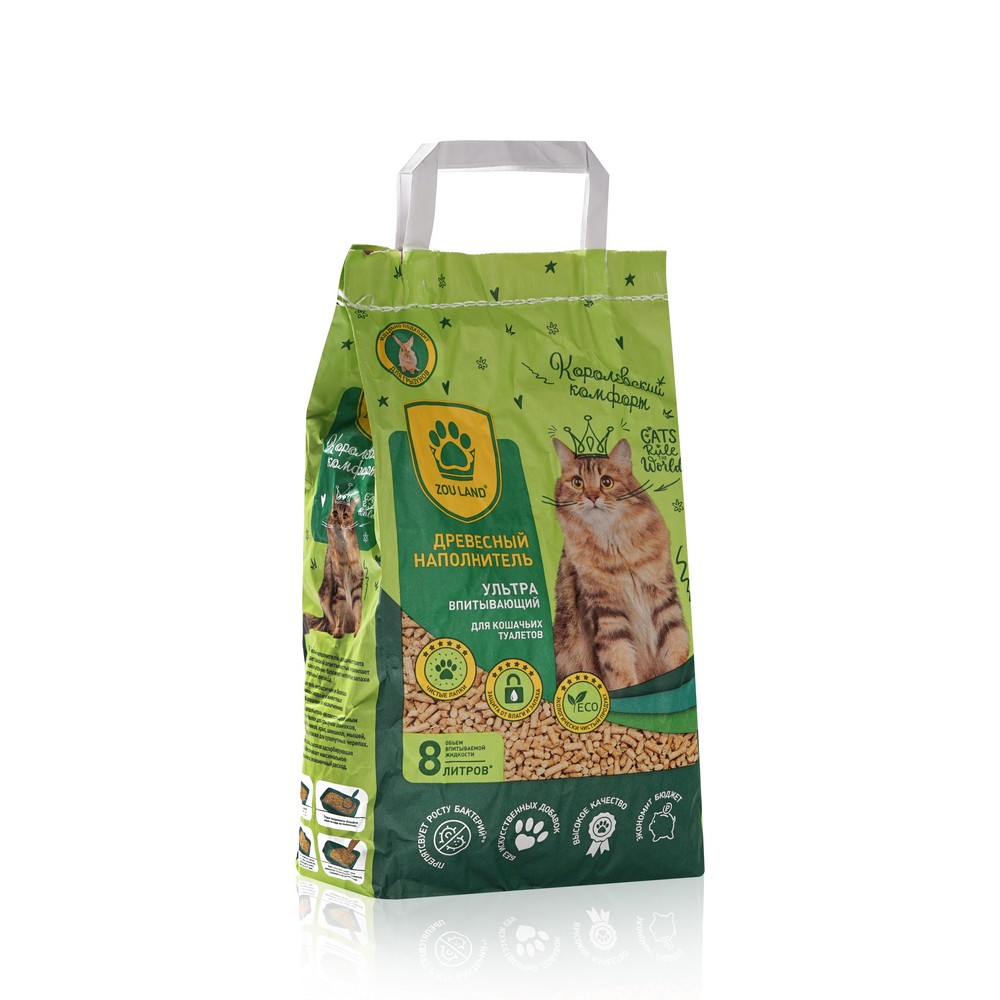 Наполнитель для туалета Zou Land древесный 3кг
