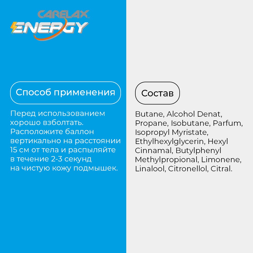 Мужской дезодорант Carelax Energy " Ice Wave " 150мл