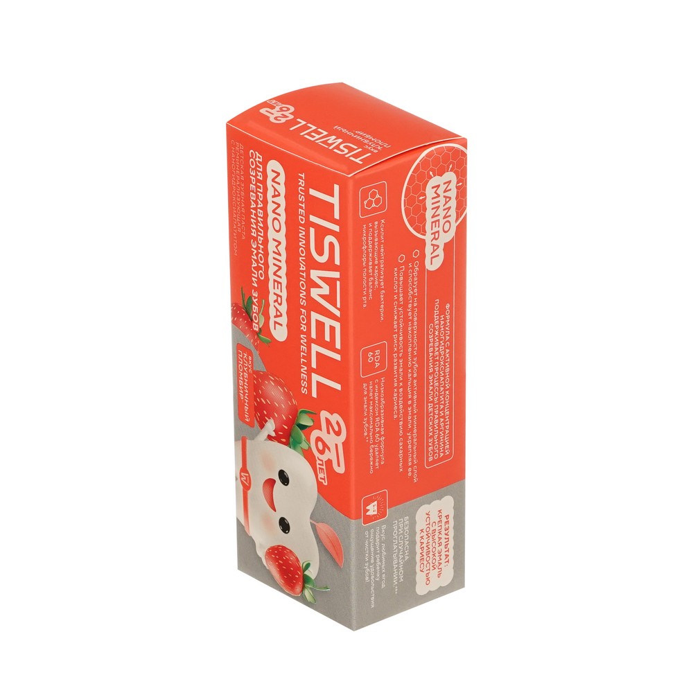 TISWELL зубн. паста Клубничный пломбир 2-6 лет 60Г