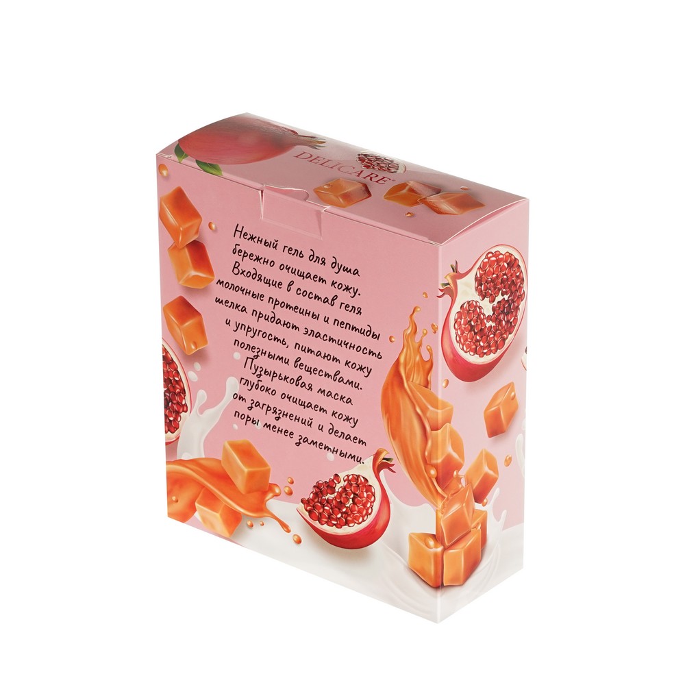 Женский подарочный набор Delicare Нежный молочный уход ( гель для душа Milk & Silk 500мл + Пузырьковая маска для лица ) в ассортименте