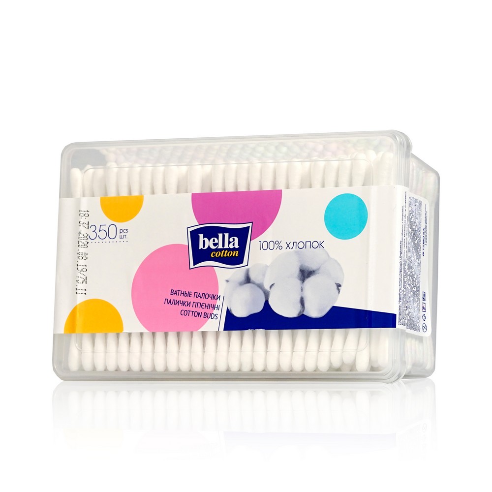 Ватные палочки Bella Cotton в пластиковой коробке 350шт
