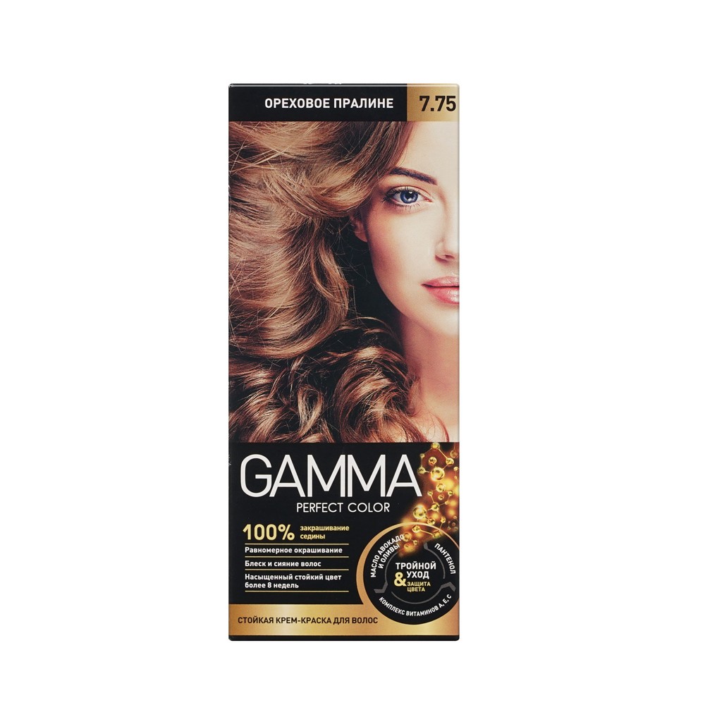 Стойкая краска для волос GAMMA 7.75 Ореховое пралине