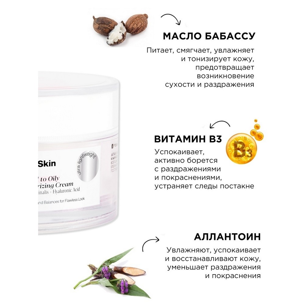 Легкий увлажняющий крем для лица Mixit Your skin для нормальной и склонной к жирности кожи 50мл