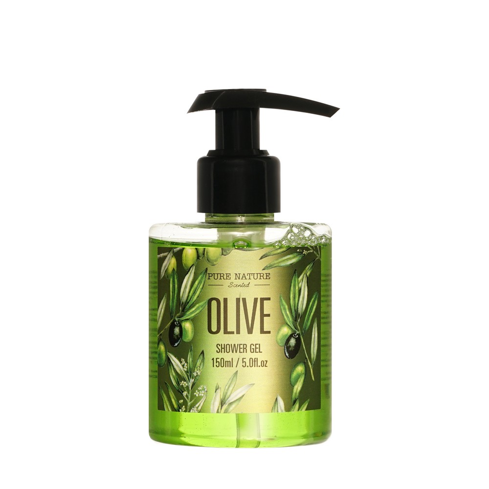 PURE NATURE Olive Набор подарочный женский гель 150мл, лосьон 150мл, соль 100 г, щетка для тела 1 шт