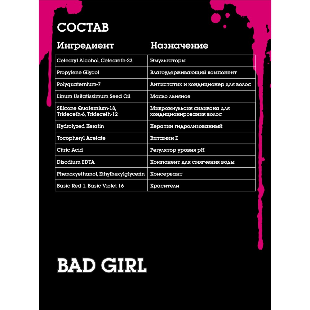 Оттеночный бальзам для волос Bad Girl Wild wild rose 150мл