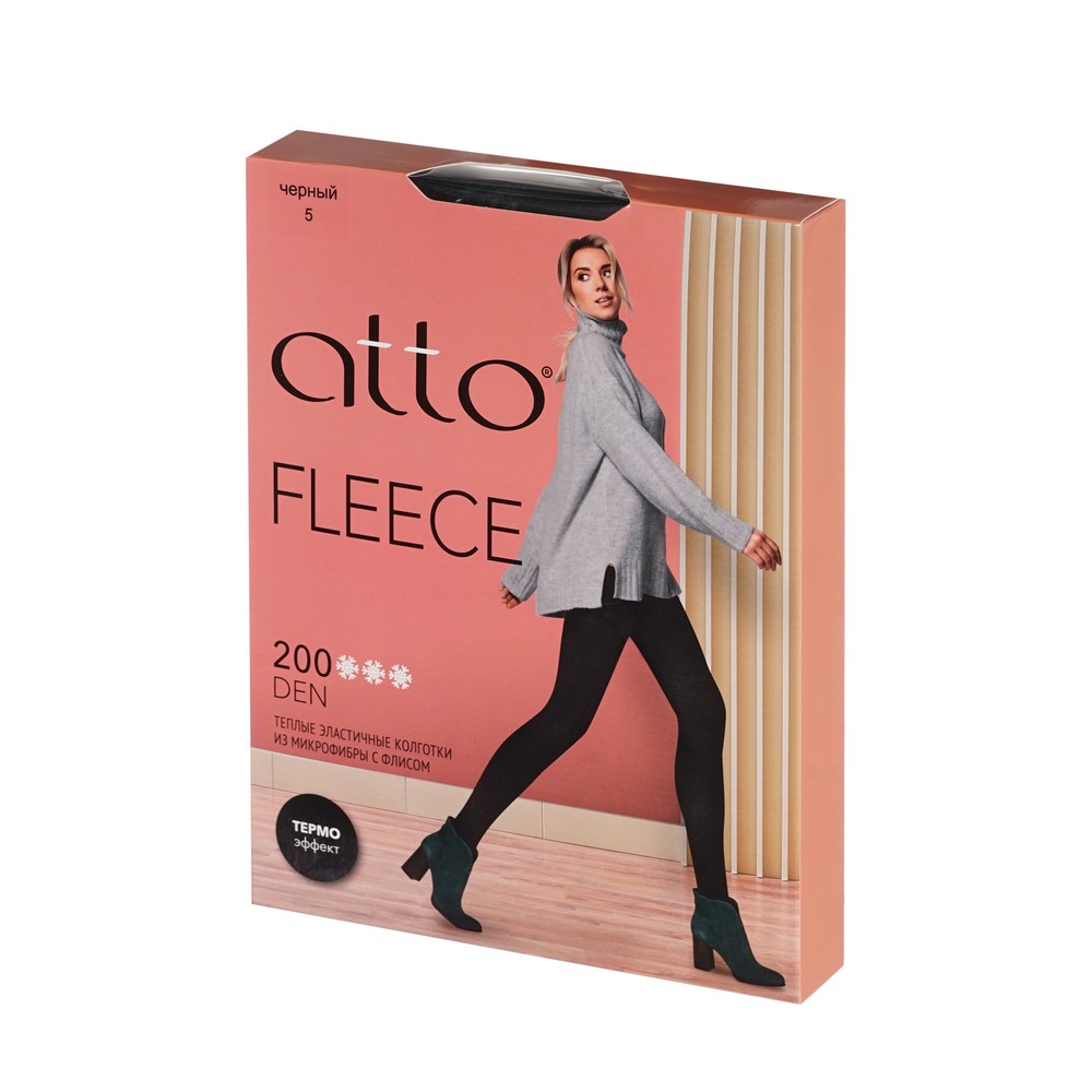 колготки жена Atto начес колготки жен.200Den микроф.Fleece черный 5 1ПАР