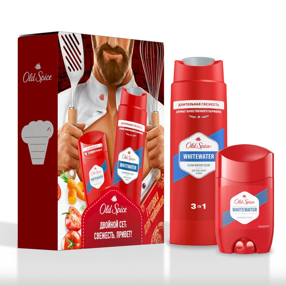 Мужской подарочный набор Old Spice Whitewater ( гель для душа 250мл + дезодорант стик 150мл )