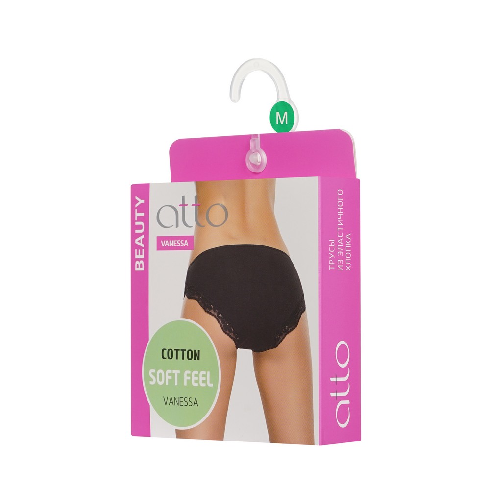 женские трусы - слипы Atto трусы с кружевом черные M