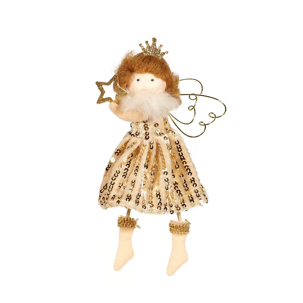ARTUS Украшение подвесное новогоднее девочка в короне, золотой 1 шт