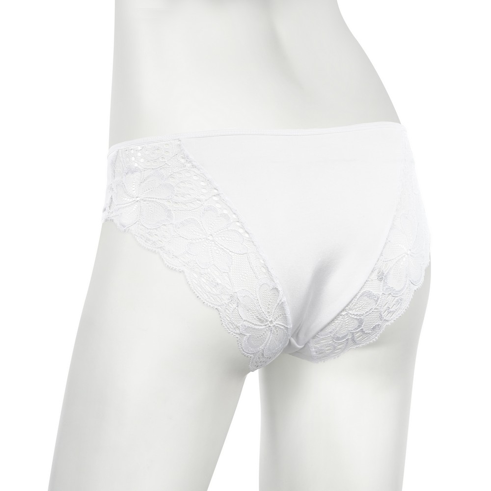 женские трусы - слипы Atto с широким кружевом белые M