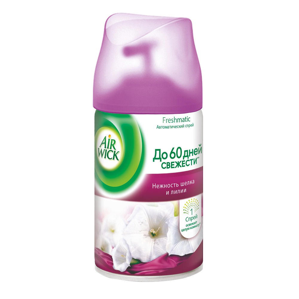 Освежитель воздуха Air wick Freshmatic " нежность шелка и лилии " универсальный , сменный баллон 250мл