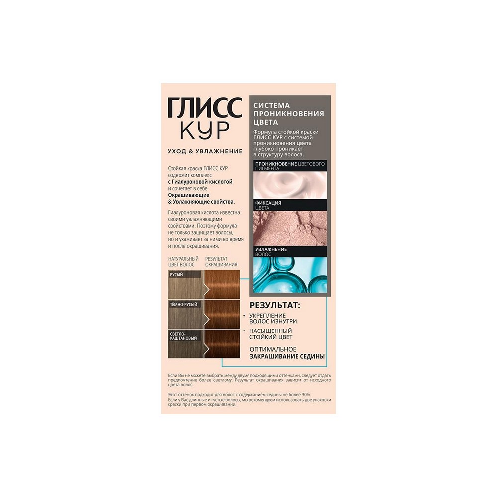 Стойкая краска для волос Gliss Kur Уход & увлажнение с гиалуроновой кислотой 7-77 Натуральный медный