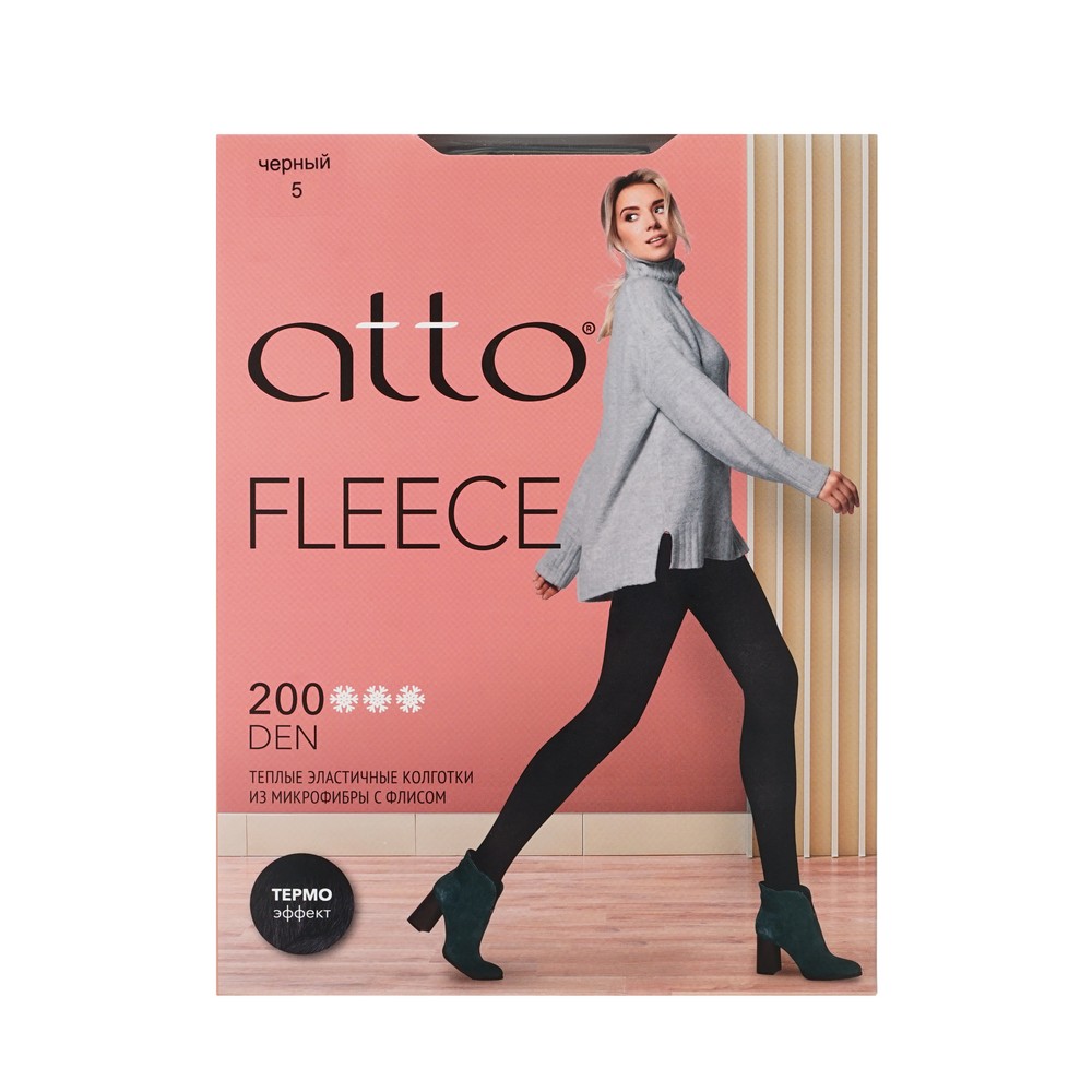  жены в колготках Atto начес колготки жен.200Den микроф.Fleece черный 5 1ПАР