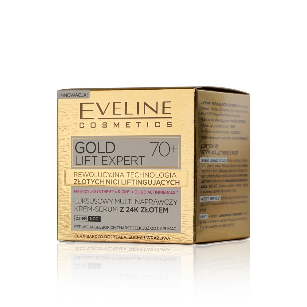 Eveline Gold Lift Expert для лица крем Сыворотка Ультравосстанавливающая 70+ дневная\ночная 50мл