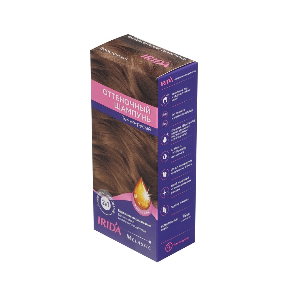 Оттеночный шампунь Ирида-Нева Irida M для волос Темно-русый 75мл