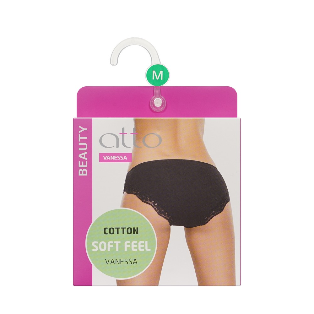 женские трусы - слипы Atto трусы с кружевом черные M