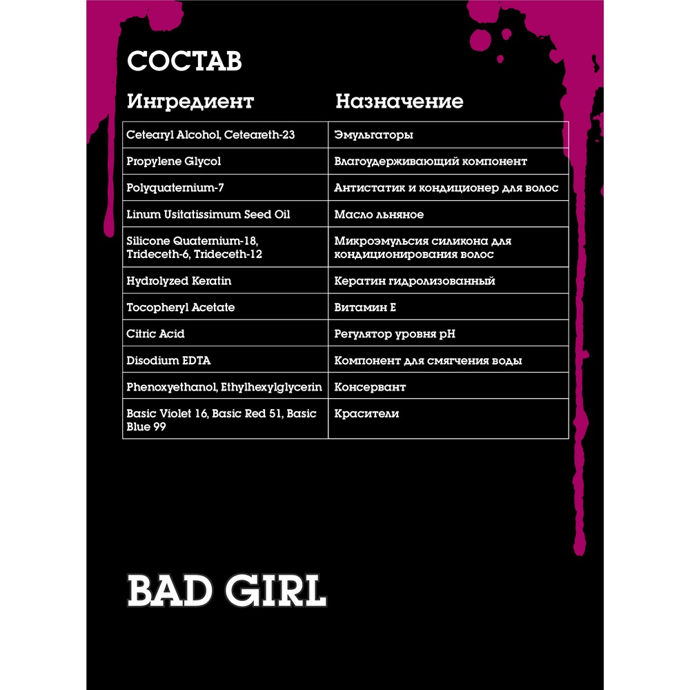 Оттеночный бальзам для волос Bad Girl Star in shok 150мл