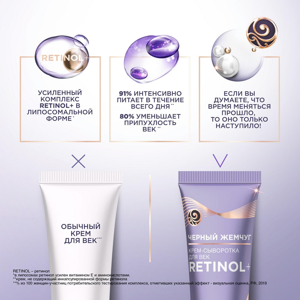 Крем - сыворотка для век Черный Жемчуг Самоомоложение 56+ 17мл