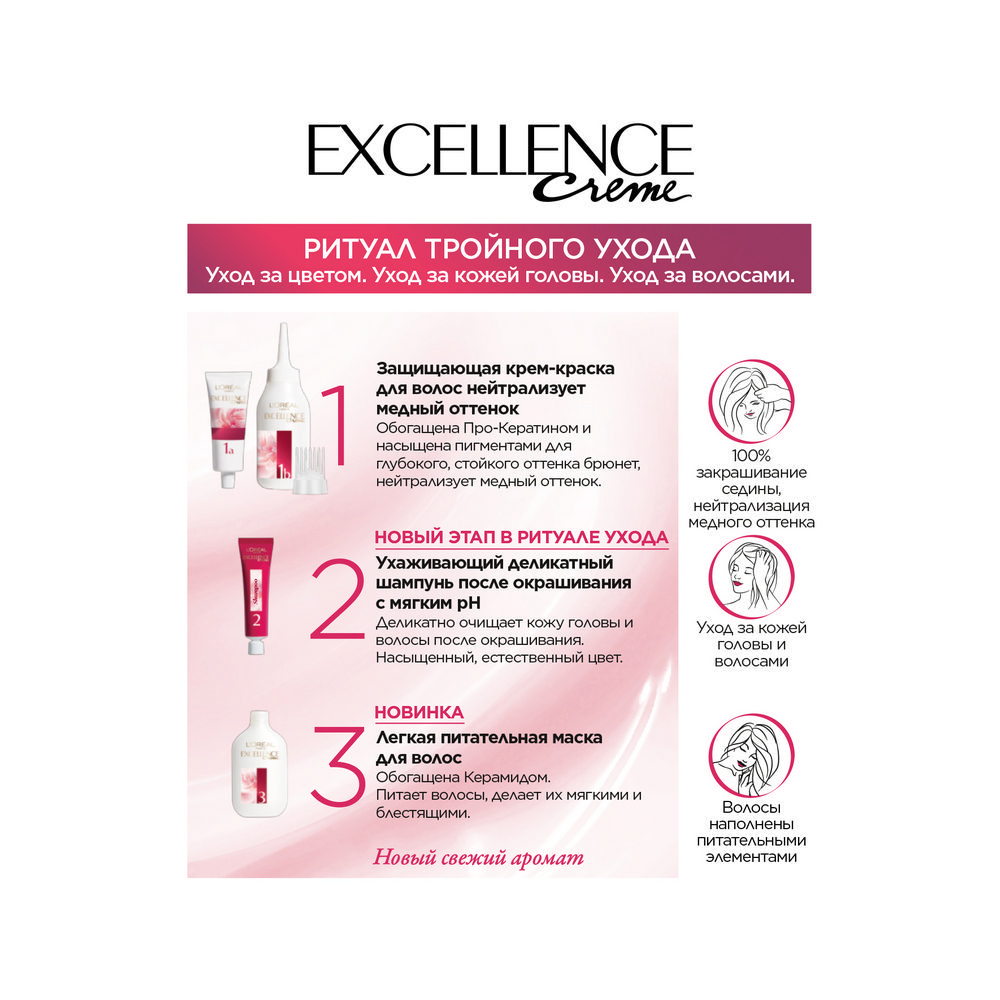 крем - краска L'oreal EXCELLENCE Creme для волос 3 Темно-каштановый