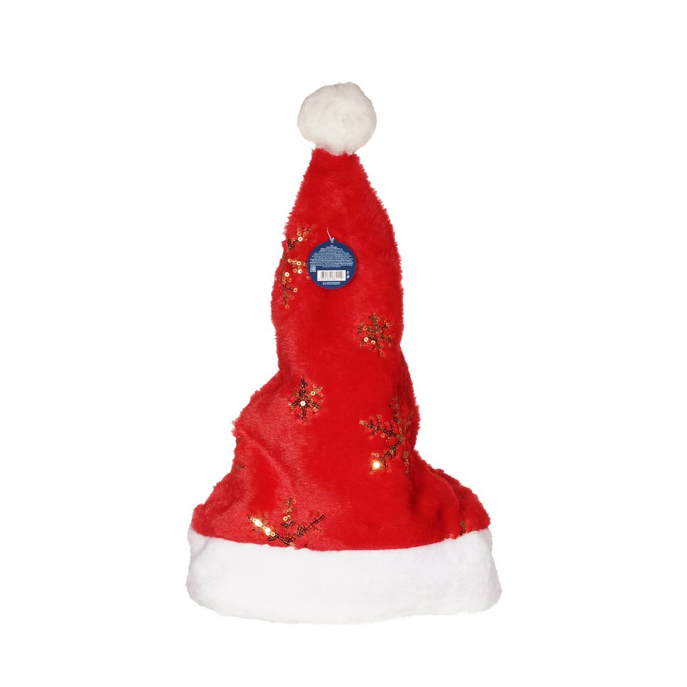 ARTUS Колпак новогодний плюшевый с золотыми снежинками (красный) 1 шт