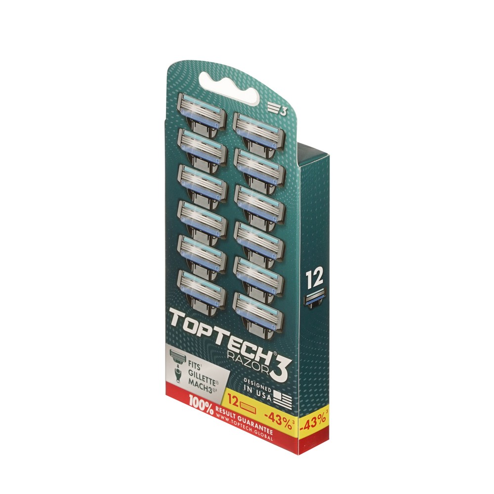 Top Tech Razor 3 кассеты мужские 3 лезвия 12ШТ