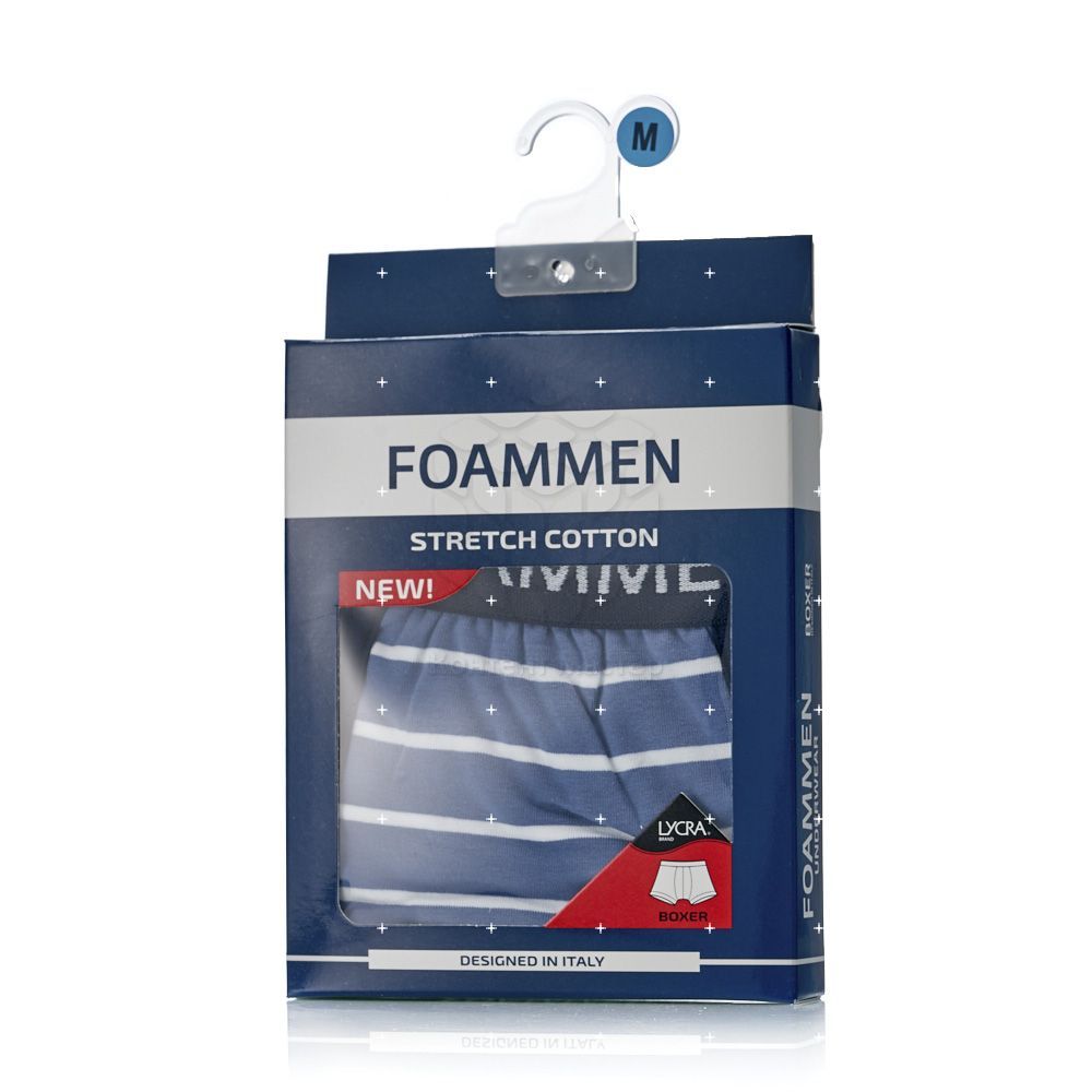 мужские трусы - боксеры Foammen , однотонные , набивная белая полоска M