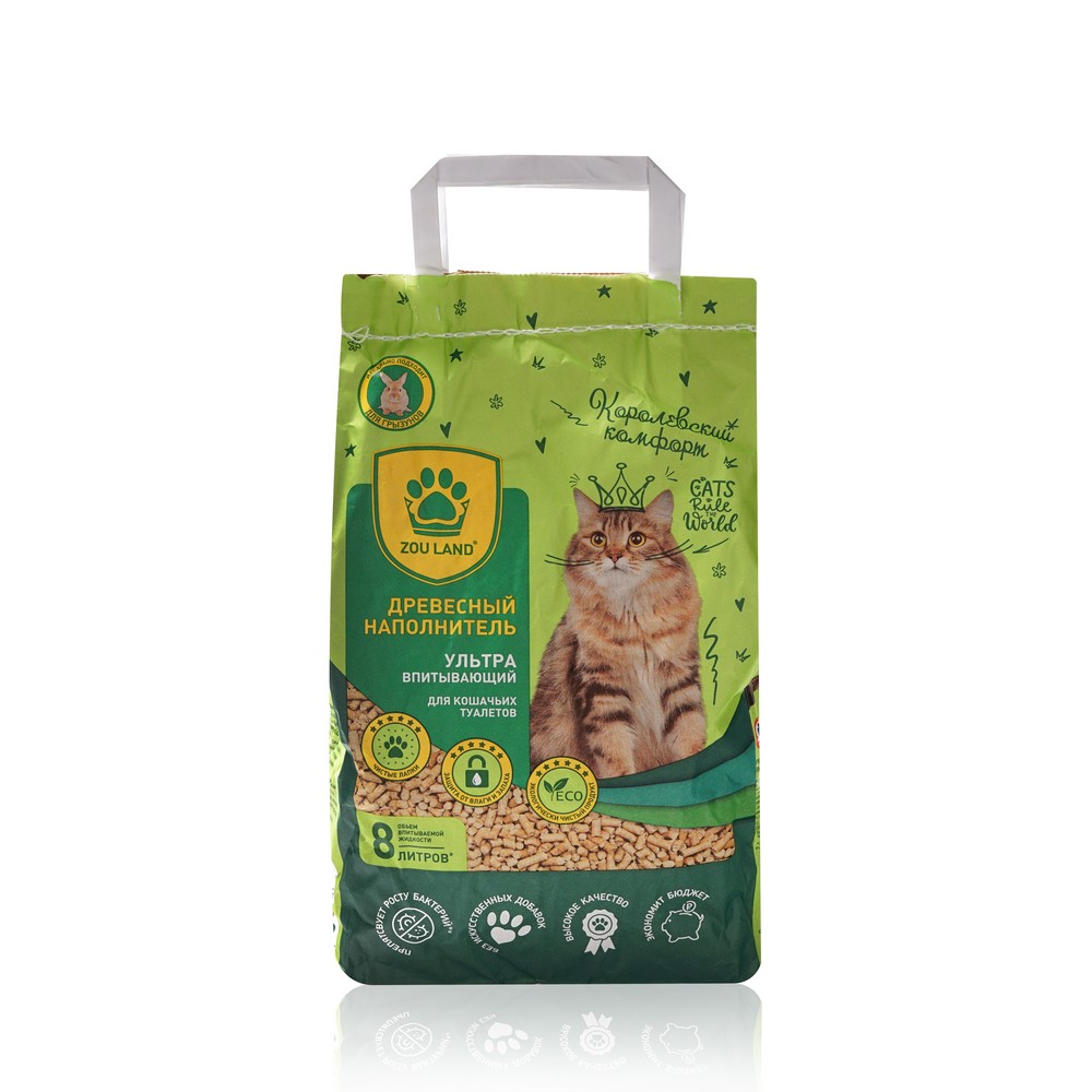 Наполнитель для туалета Zou Land древесный 3кг