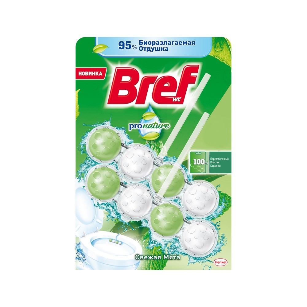 Туалетный блок для унитаза Bref Pro Nature " свежая мята " 2шт